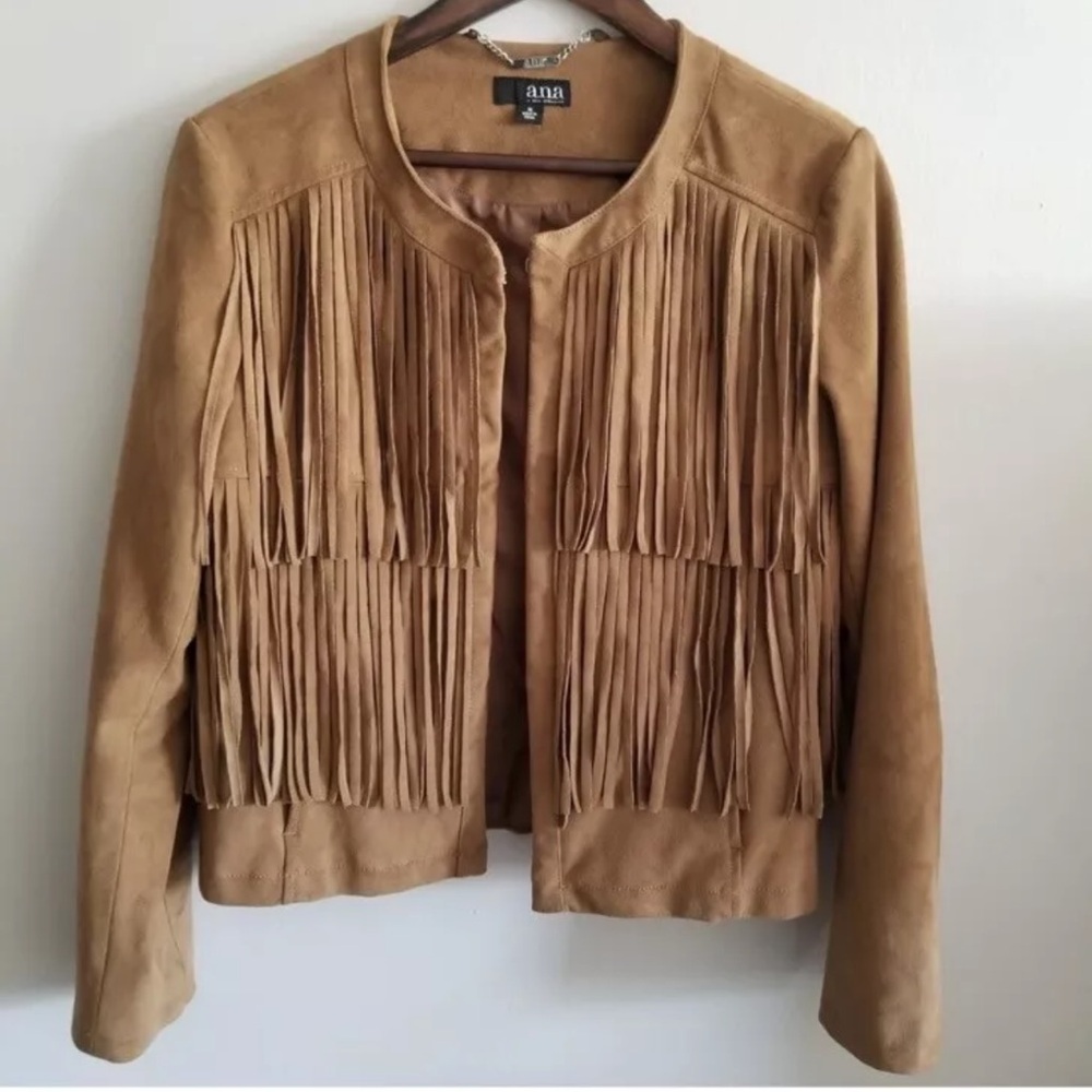 a.n.a. Faux Suede Fringe Western Style Moto Jacket Women's Xsmall XS